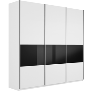 Шкаф Широкий Прайм (ДСП / Черное стекло) 2400x570x2300, Белый снег в Махачкале