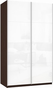 Шкаф Прайм (Белое стекло/Белое стекло) 1600x570x2300, венге в Махачкале