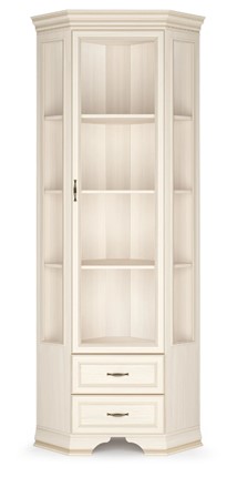 Угловой шкаф-витрина Сиена, Бодега белый / патина золото в Махачкале - изображение