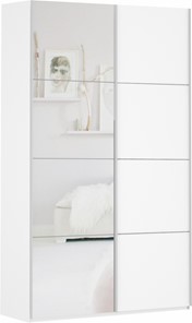 Шкаф 2-х створчатый Прайм (ДСП/Зеркало) 1200x570x2300, белый снег в Махачкале