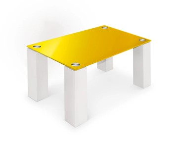 Журнальный стол Колизей-8, белый/желтое стекло в Махачкале