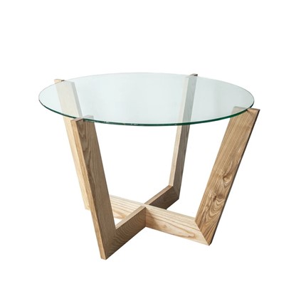 Журнальный столик Оникс-10, Натуральный массив/Прозрачное стекло в Махачкале - изображение