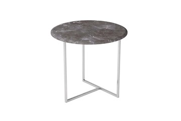 Круглый столик Альбано (серый мрамор-хром) в Махачкале