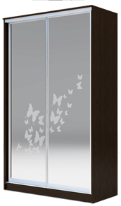 Шкаф 2-х створчатый 2300х1682х420 два зеркала, "Бабочки" ХИТ 23-4-17-66-05 Венге Аруба в Махачкале