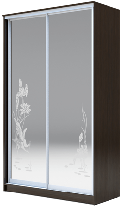 Шкаф двухстворчатый 2400х1362х620 два зеркала, "Цапли" ХИТ 24-14-66-01 Венге Аруба в Махачкале - изображение