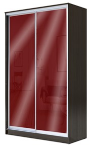Шкаф 2-х дверный 2200х1200х420 с цветным стеклом ХИТ 22-4-12-22 Бургунд 312, Венге в Махачкале