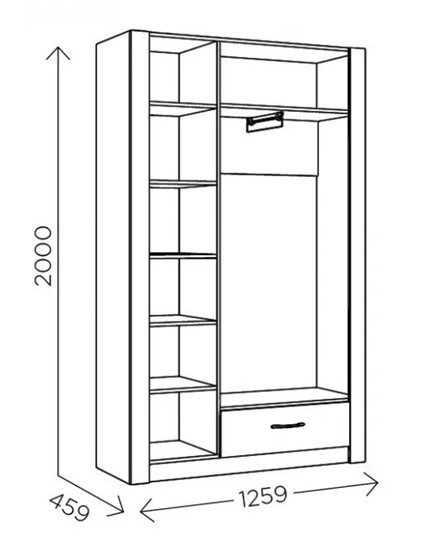 Шкаф гардеробный Ева 5 М2 дуб ирландский/белый матовый в Махачкале - изображение 2