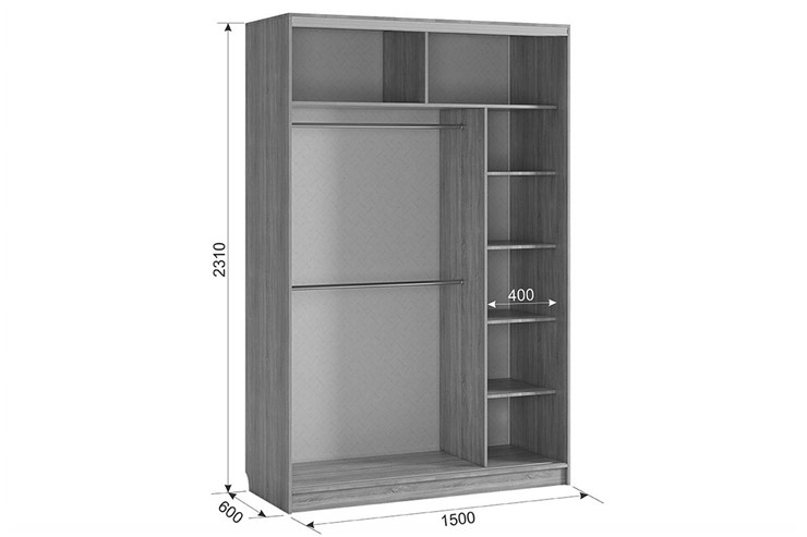 Шкаф двухдверный Гранд 2-600, венге/белый в Махачкале - изображение 2