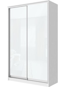 Шкаф 2-х створчатый Хит-22-14-22 с цветным стеклом, белое №10, Белый корпус в Махачкале