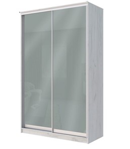 Шкаф 2-х дверный Хит-22-14-22 с цветным стеклом, средне-серый 074, Дуб крафт белый в Махачкале