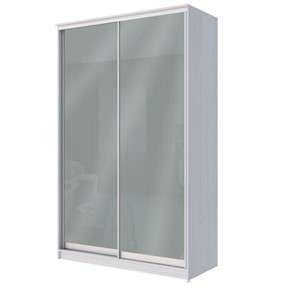 Шкаф 2-х дверный Хит-22-14-22 с цветным стеклом, средне-серый 074, Ясень анкор светлый в Махачкале