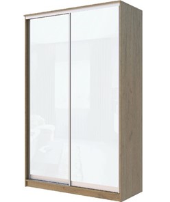 Шкаф 2-х дверный Хит-22-15-22 с цветным стеклом, белое №10, Дуб крафт золотой в Махачкале
