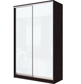 Шкаф 2-х створчатый Хит-22-4-14-22 с цветным стеклом, белое №10, Венге в Махачкале