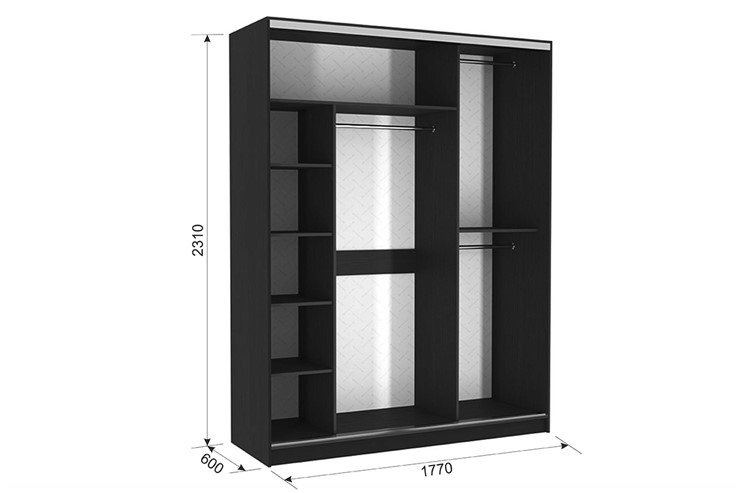 Шкаф 3-х створчатый Бассо 2-600, венге/белый в Махачкале - изображение 2