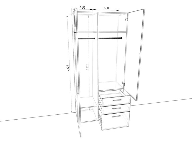 Распашной шкаф 1050х500х2325мм (10501) Белый/Жемчуг в Махачкале - изображение 1