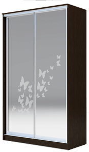 Шкаф двухстворчатый 2200х1200х620 два зеркала, "Бабочки" ХИТ 22-12-66-05 Венге Аруба в Махачкале - предосмотр