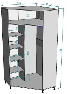 Угловой распашной шкаф Лофт H130, ЯШТ-ЯШС в Махачкале - изображение 1