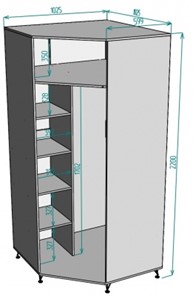 Угловой шкаф распашной Лофт H132, ДКМ в Махачкале - предосмотр 1