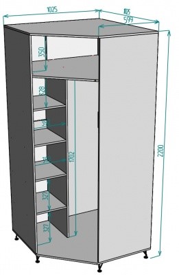 Угловой шкаф распашной Лофт H132, ДКМ в Махачкале - изображение 1