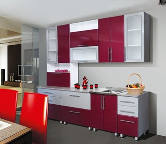Модульный кухонный гарнитур Мыло 224 2600, цвет Бордо металлик/Серебристый металлик в Махачкале