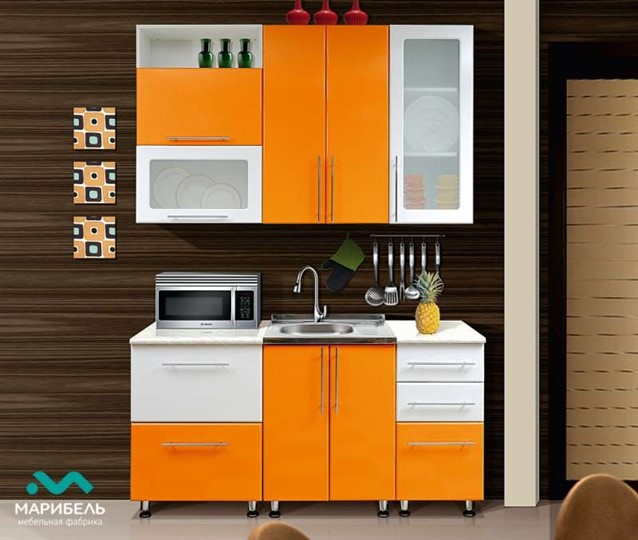 Модульный кухонный гарнитур Мыло 224 2000х718, цвет Черный/Белый металлик в Махачкале - изображение 3