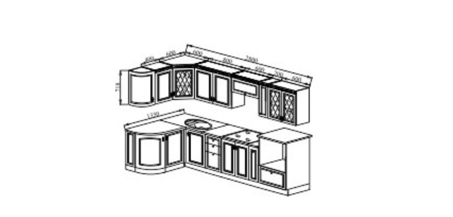 Кухонный угловой гарнитур Веста 1330х2800, цвет Сандал белый в Махачкале - изображение 2