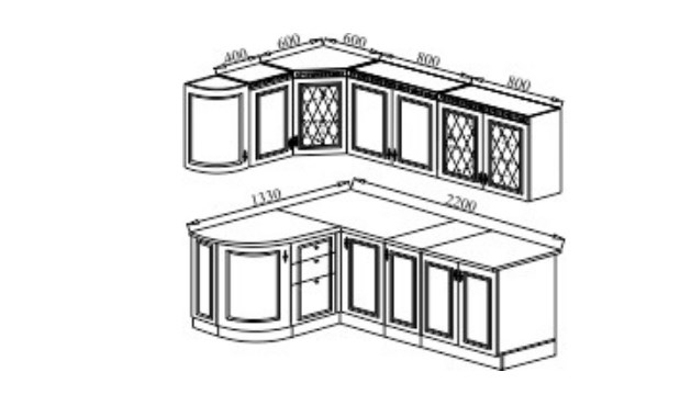 Угловой кухонный гарнитур Веста 1330х2200, цвет Дуб темный в Махачкале - изображение 2