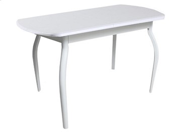 Кухонный обеденный стол ПГ-06 ЛДСП, белый ЛДСП/32 гнутые крашеные металл белый в Махачкале