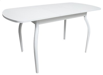 Кухонный раздвижной стол ПГ-01 ЛДСП, белый ЛДСП/32 гнутые крашеные металл белый в Махачкале