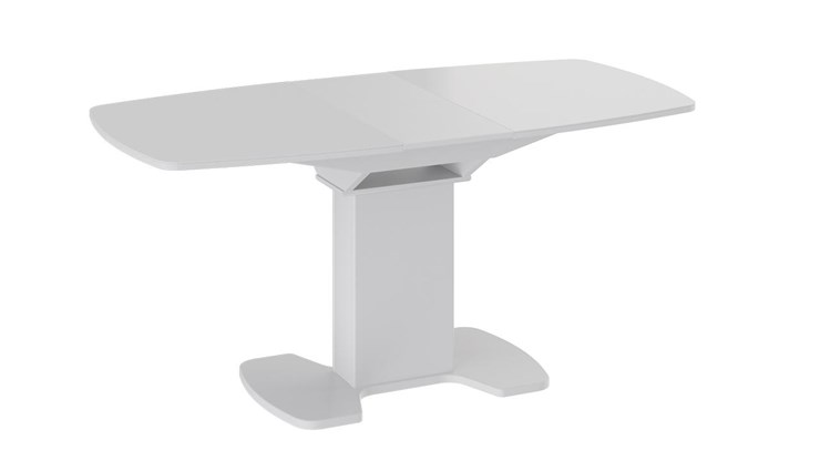 Кухонный стол раздвижной Портофино (СМ(ТД)-105.02.11(1)), цвет Белый глянец/Стекло белое в Махачкале - изображение 1