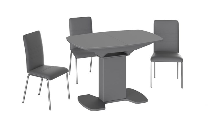 Кухонный стол раскладной Портофино (СМ(ТД)-105.01.11(1)), цвет Серое/Стекло серое матовое LUX в Махачкале - изображение 2