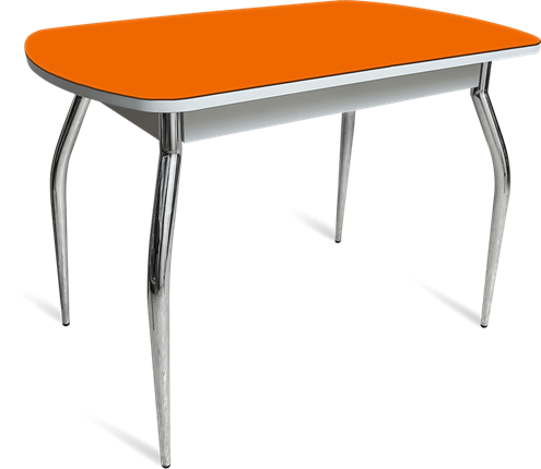 Кухонный стол ПГ-04 СТ белое/оранжевое/хром фигурные в Махачкале - изображение