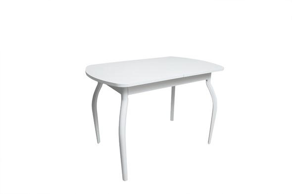 Кухонный раскладной стол ПГ-02СТ белое/белое/крашенные фигурные в Махачкале - изображение