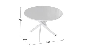 Обеденный стол Diamond тип 2 (Белый муар/Белый глянец) в Махачкале - предосмотр 1