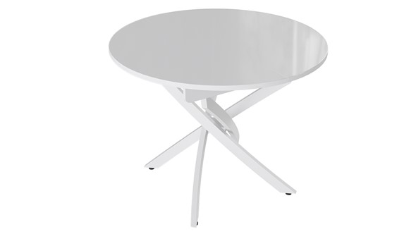Кухонный раскладной стол Diamond тип 3 (Белый муар/Белый глянец) в Махачкале - изображение