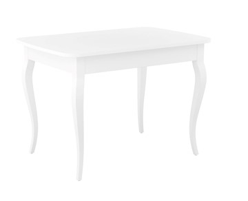 Обеденный раздвижной стол Dikline M110 Белый/стекло белое сатин/ножки MC белые в Махачкале
