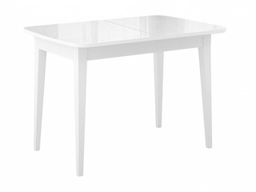 Обеденный раздвижной стол Dikline M110 Белый/стекло белое глянец/ножки MM белые в Махачкале