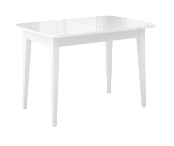 Кухонный стол раскладной Dikline M120 Белый/стекло белое глянец/ножки MM белые в Махачкале