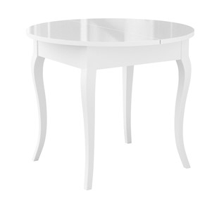 Обеденный раздвижной стол Dikline MR100 Белый/стекло белое глянец/ножки MC белые в Махачкале