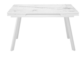 Раздвижной стол DikLine SKA125 Керамика Белый мрамор/подстолье белое/опоры белые (2 уп.) в Махачкале