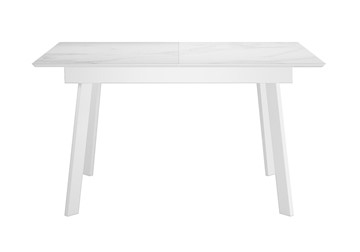 Обеденный раздвижной стол DikLine SKH125 Керамика Белый мрамор/подстолье белое/опоры белые (2 уп.) в Махачкале