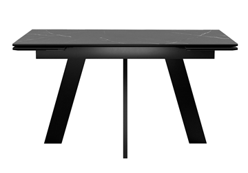 Кухонный раскладной стол DikLine SKM140 Керамика Черный мрамор/подстолье черное/опоры черные (2 уп.) в Махачкале