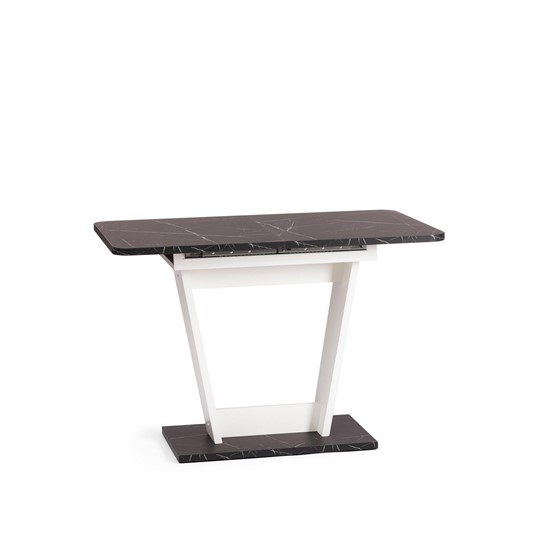Обеденный раздвижной стол FOX, ЛДСП, 68.6x110-145x75 см, Мрамор черный/Белый, арт.21177 в Махачкале - изображение 3