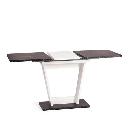 Обеденный раздвижной стол FOX, ЛДСП, 68.6x110-145x75 см, Мрамор черный/Белый, арт.21177 в Махачкале - изображение 4