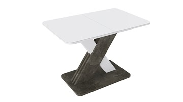 Кухонный стол раскладной Люксембург тип 1 (Белый/Ателье темный/Стекло белое матовое) в Махачкале