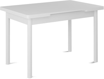 Обеденный раздвижной стол Милан-1 EVO, ноги металлические белые, белый цемент в Махачкале