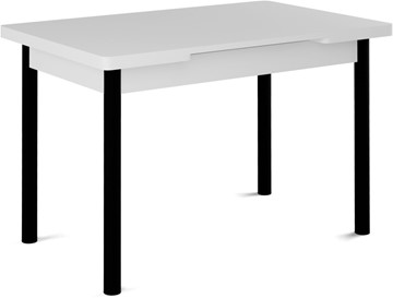 Кухонный стол раскладной Милан-1 EVO, ноги металлические черные, белый цемент в Махачкале