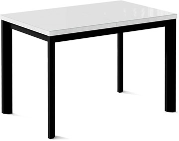 Обеденный раздвижной стол Нагано-1G (ноги черные, стекло cristal/белый цемент) в Махачкале