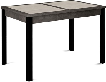 Кухонный стол раздвижной Ницца-1 ПЛ (ноги черные, плитка бежевая/серый камень) в Махачкале