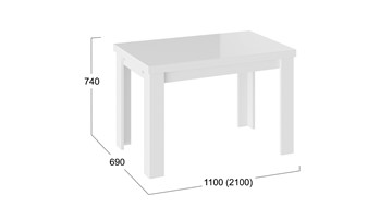 Стол раздвижной Норман тип 1, цвет Белый/Стекло белый глянец в Махачкале - предосмотр 2
